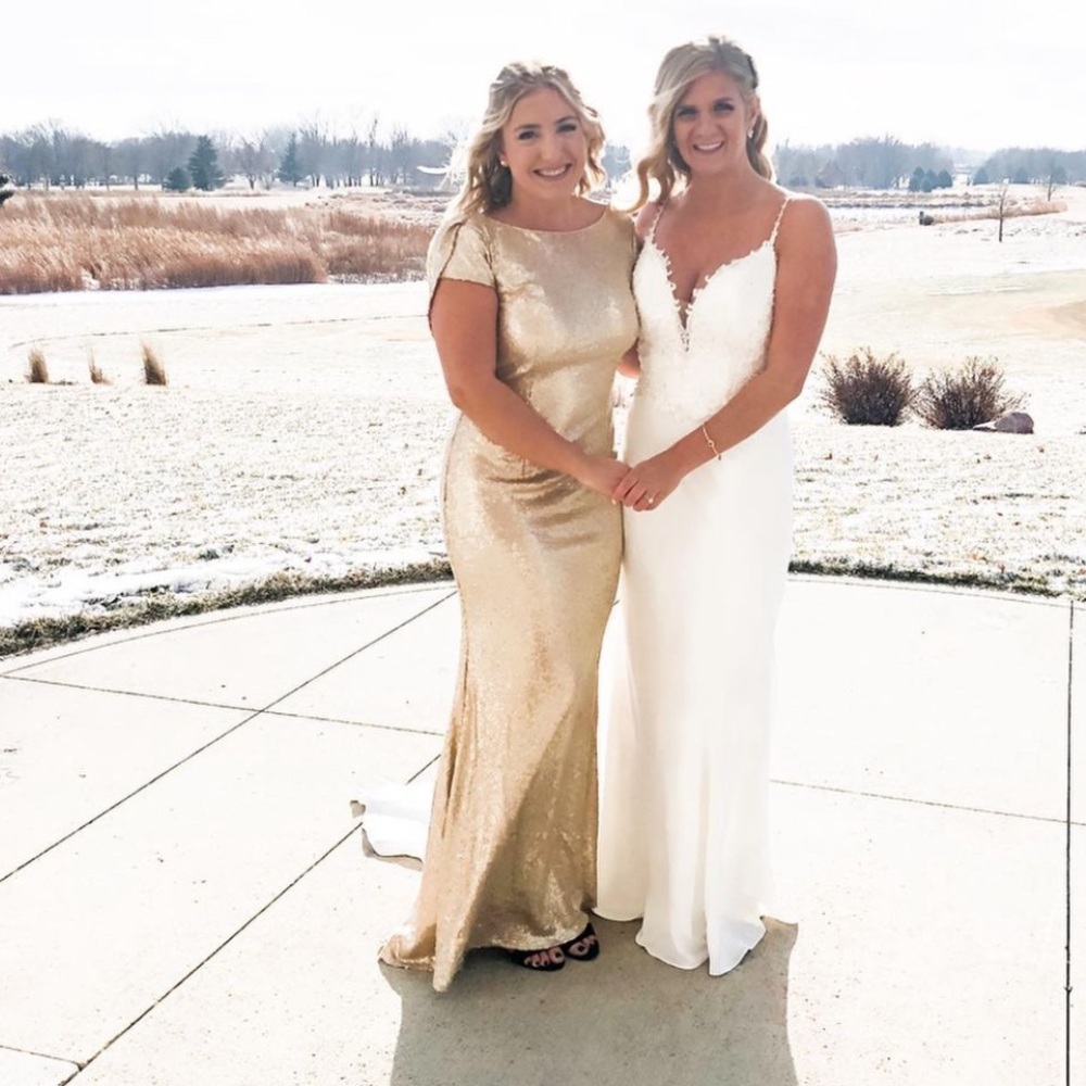 MisShow Women Sequins Prom Bridesmaid Dress Glitter champagne size 6